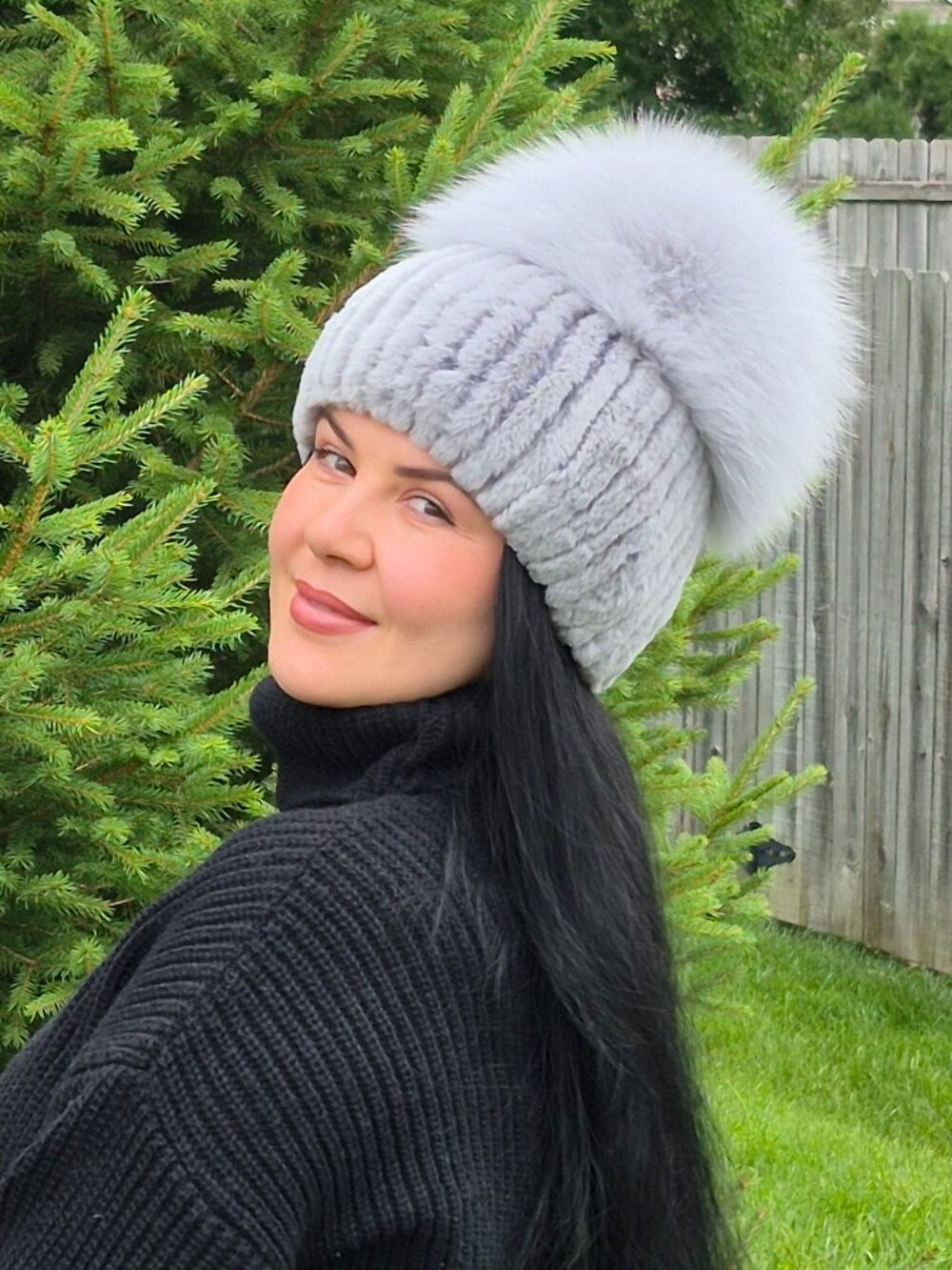 Light Grey Real Rex Rabbit Women's Hat, Warm Winter Soft Touch Hat